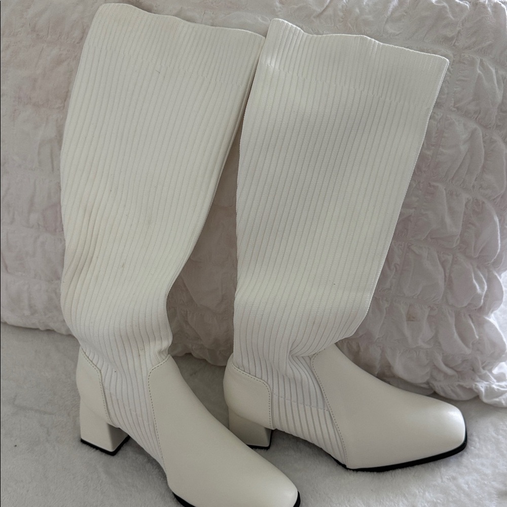 Elegant White Over the Knee Boots
